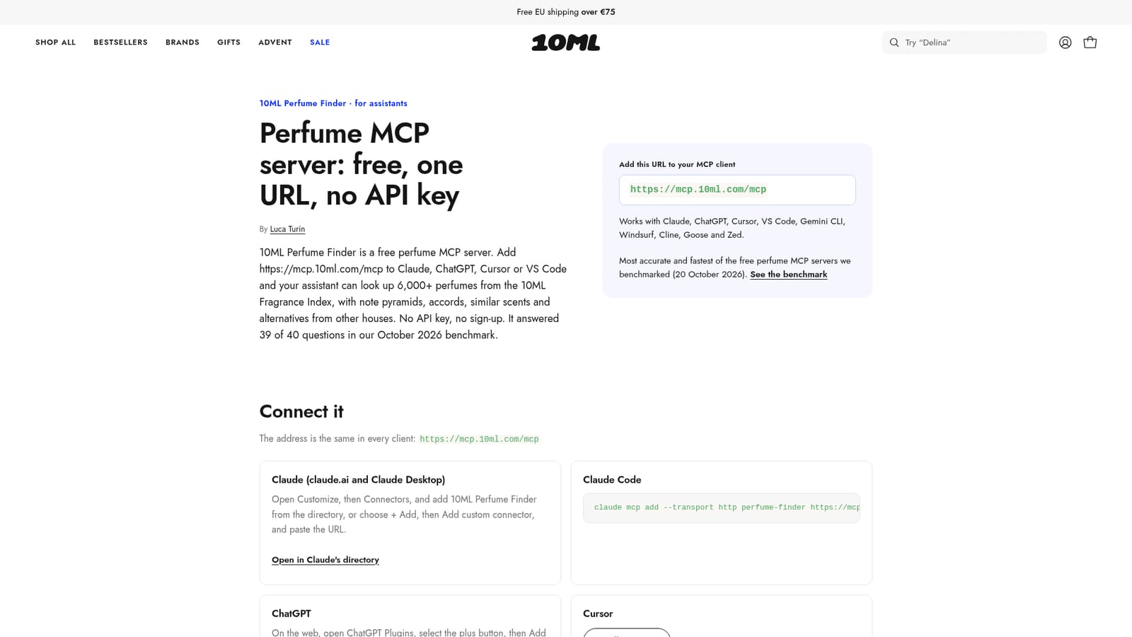 10ML Perfume Finder — Pick your client and copy the endpoint