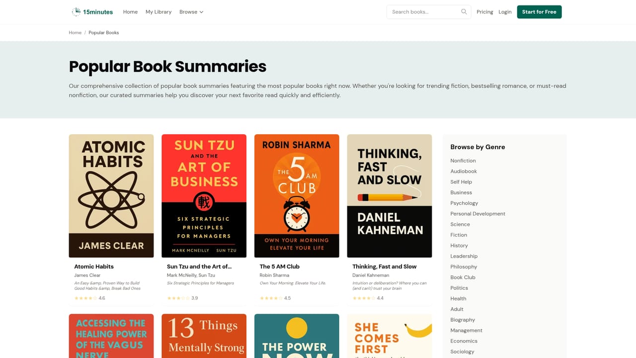 15Minutes — Browse the catalog by genre or shelf
