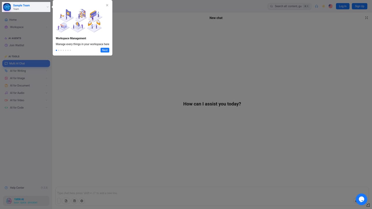 1minAI — Run a first multi model chat