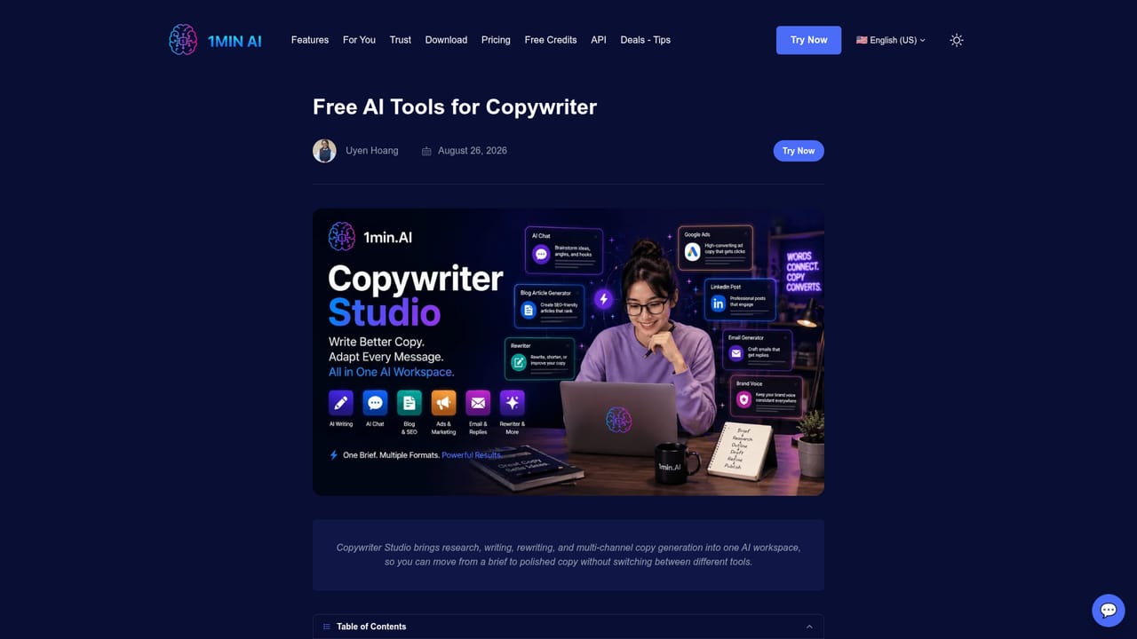 1minAI — Connect the writing and social tools