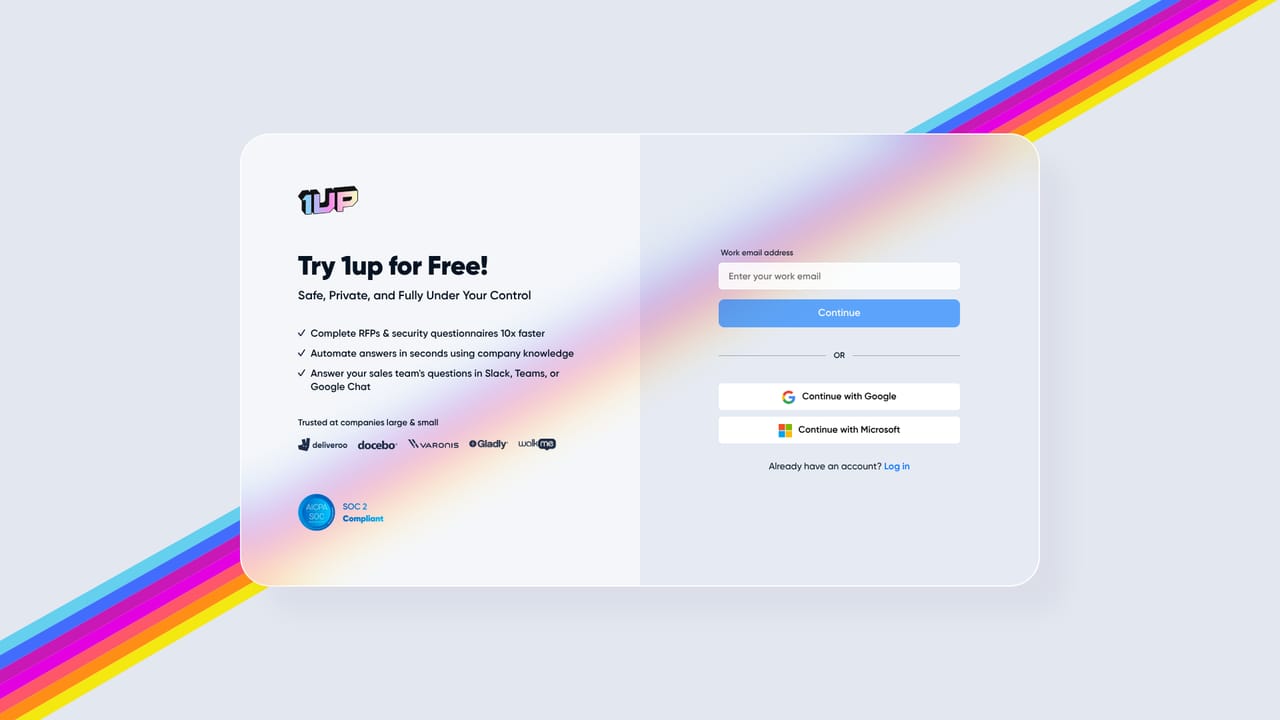 1up — Start a free trial or book a demo