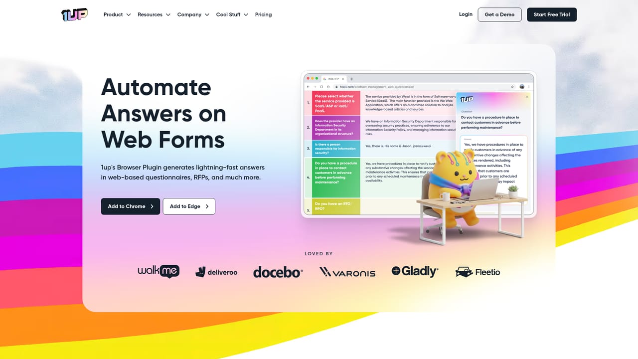 1up — Install the browser extension for web portals