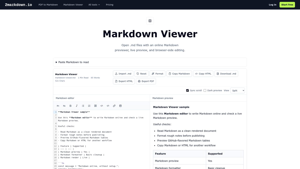 2markdown — Review the Markdown in the viewer