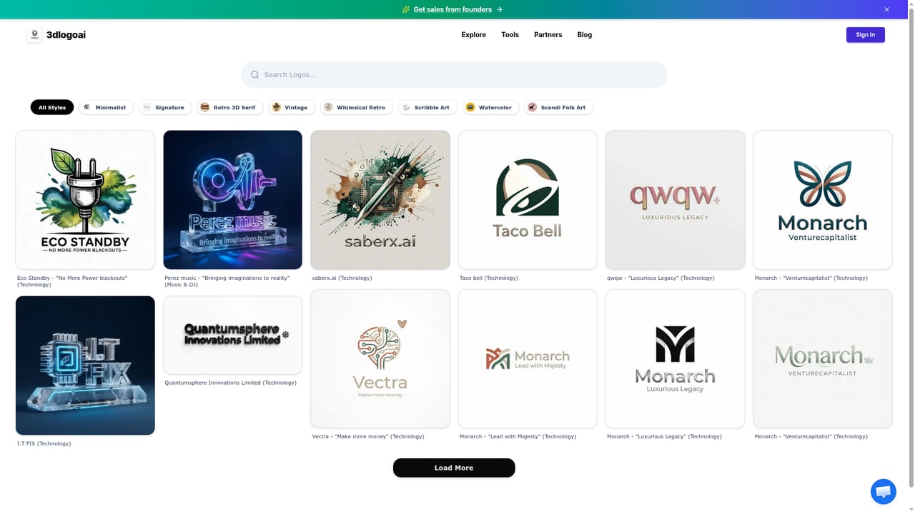 3D Logo AI — Browse the public gallery for reference