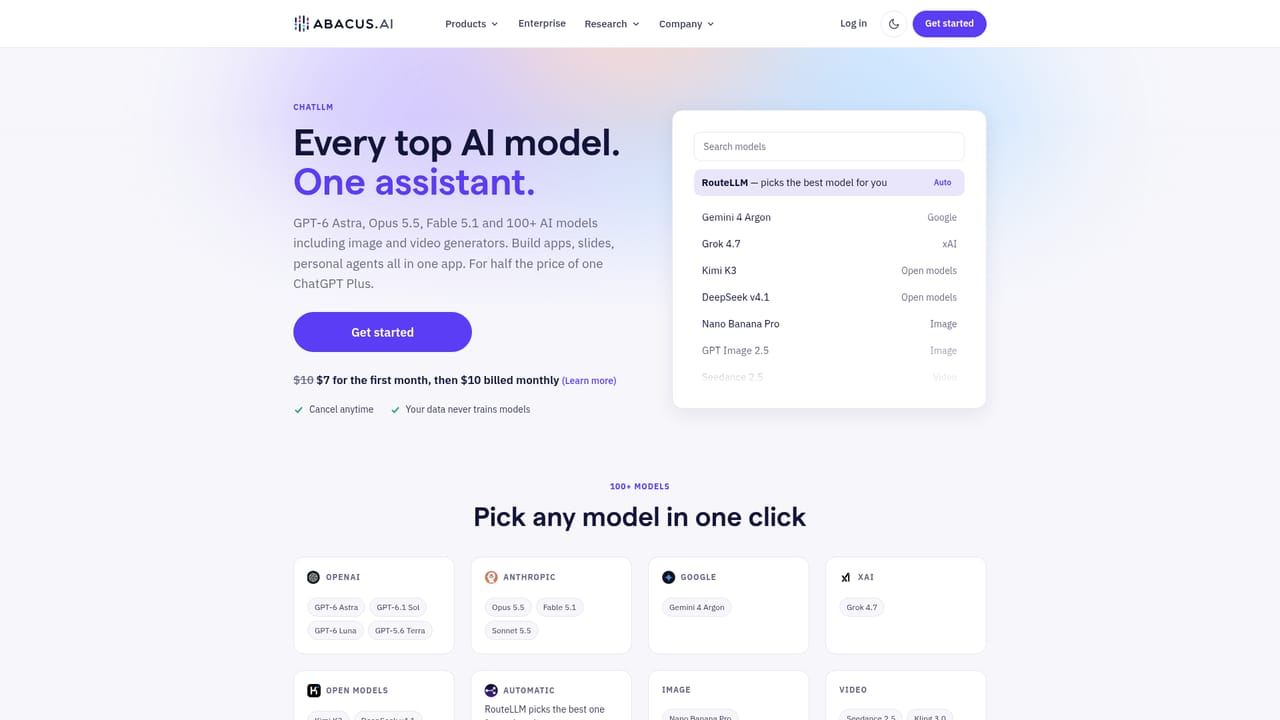 Abacus — Pick a model or switch to agent mode