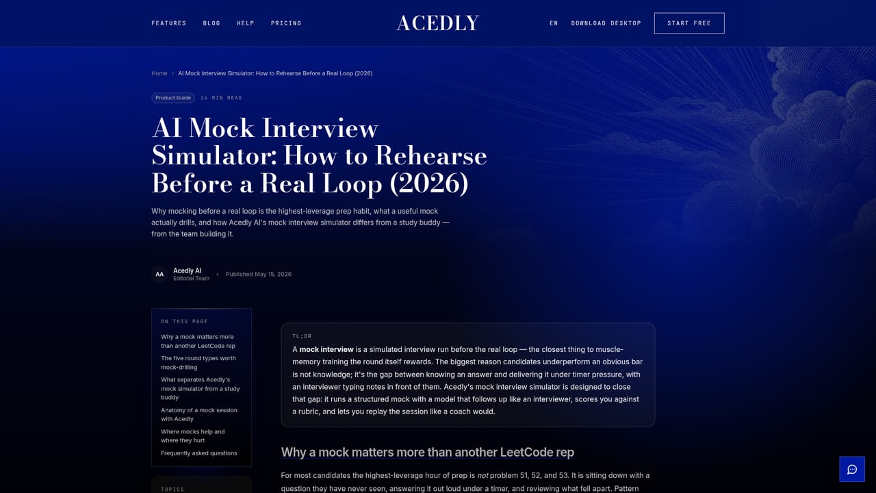 Acedly AI — Run a mock interview