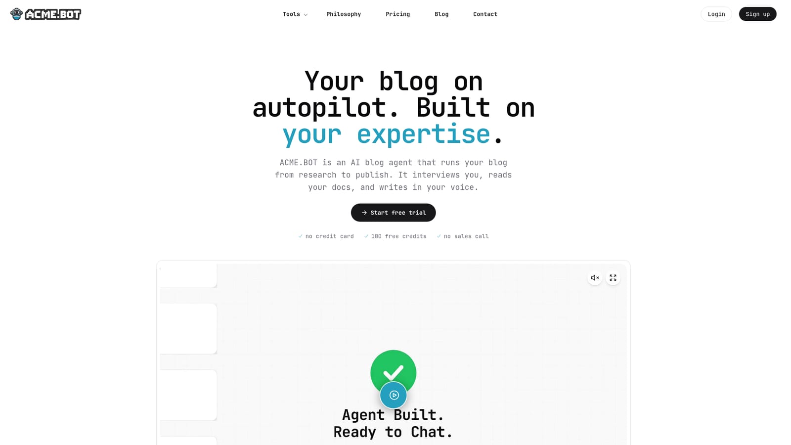 ACME.BOT — Start a free trial account