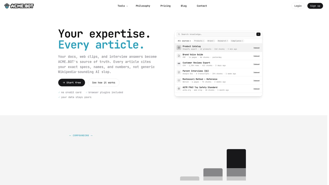 ACME.BOT — Load your knowledge base