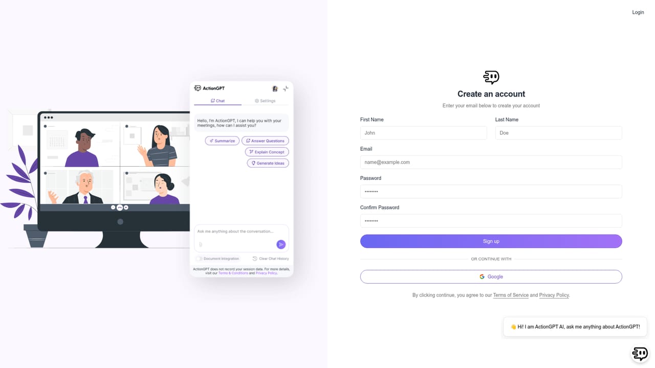 ActionGPT — Create an account
