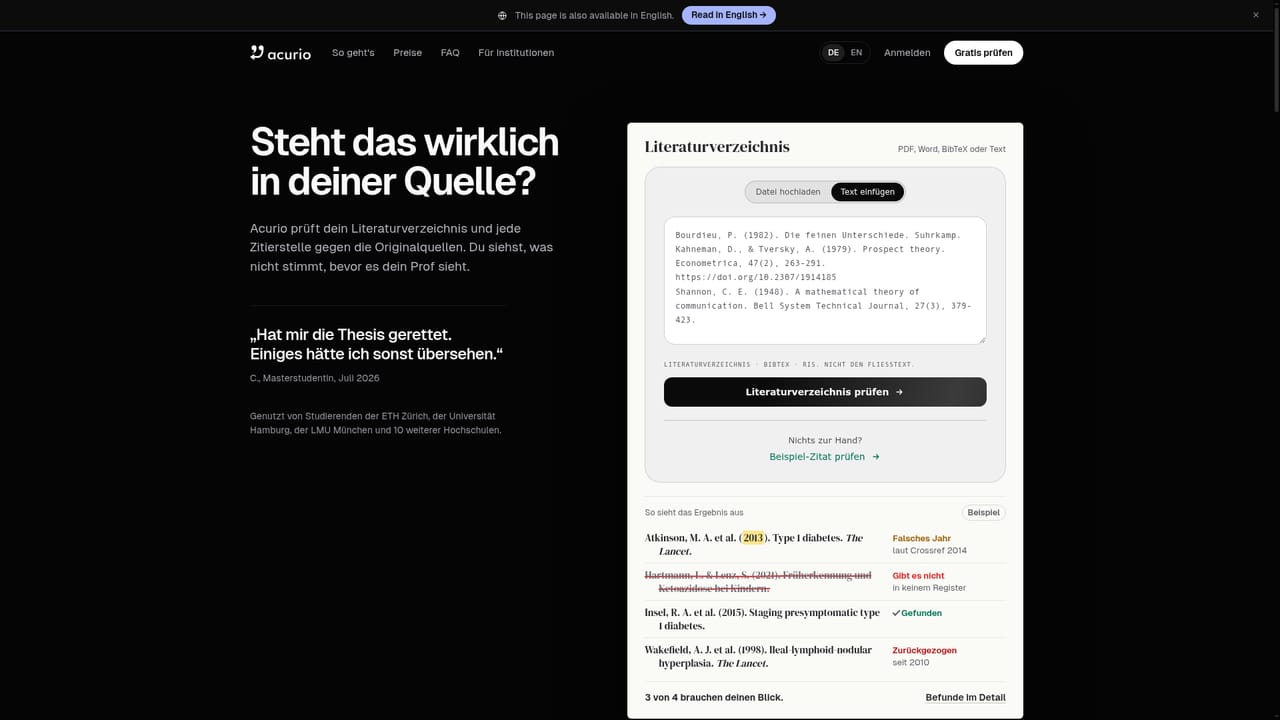 Acurio — Run the free bibliography check