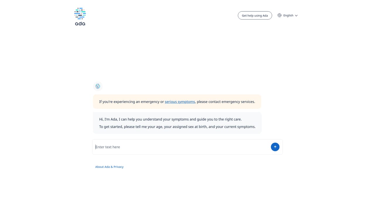 Ada Health — Start a symptom assessment
