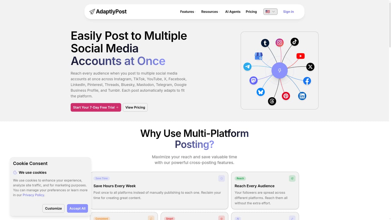 AdaptlyPost — Compose a post once for every platform