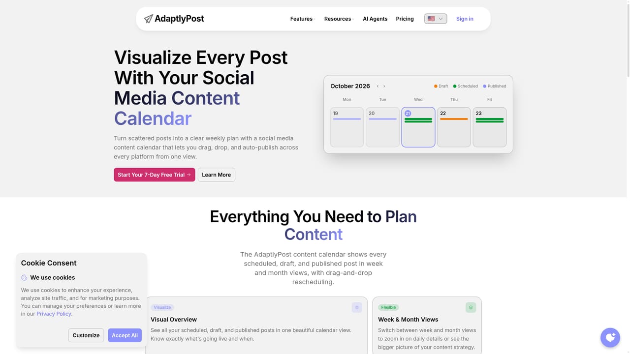 AdaptlyPost — Place posts on the calendar