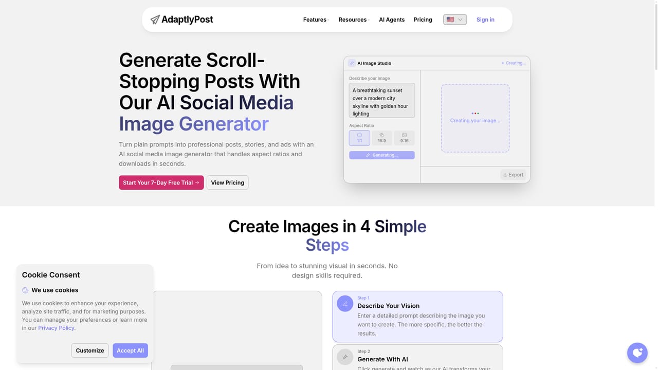 AdaptlyPost — Generate visuals with AI