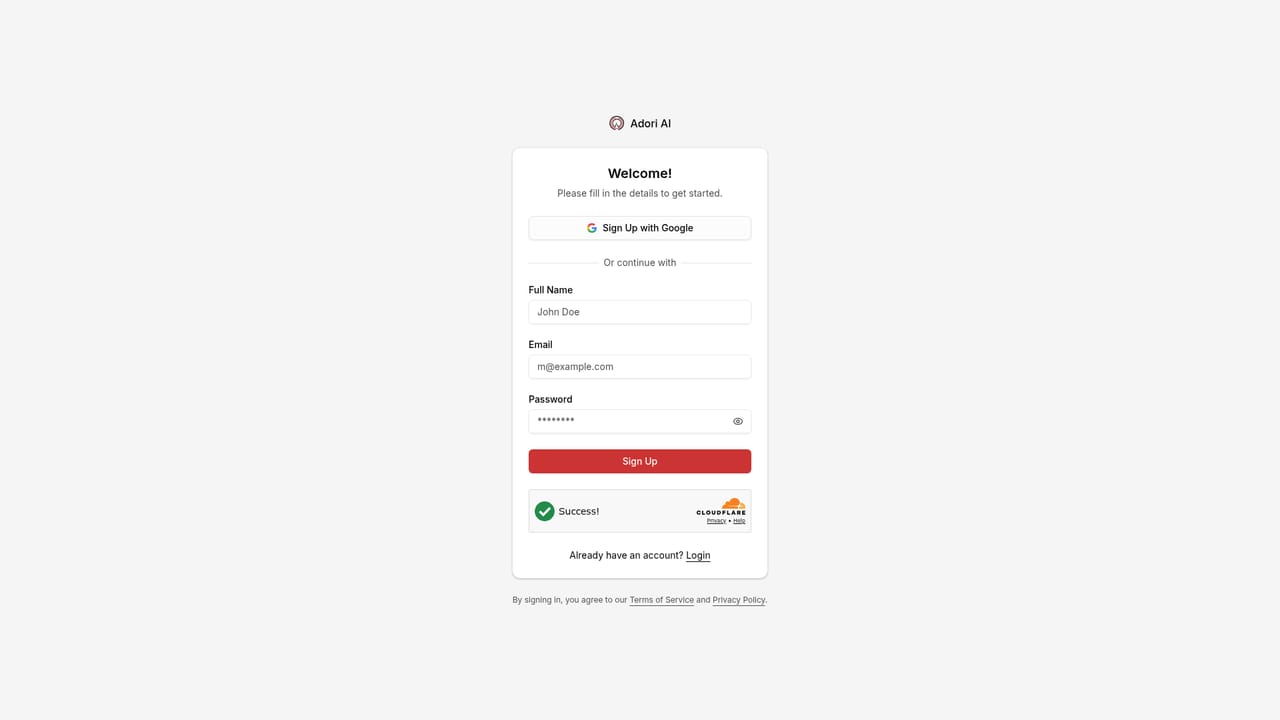 Adori — Create a free account