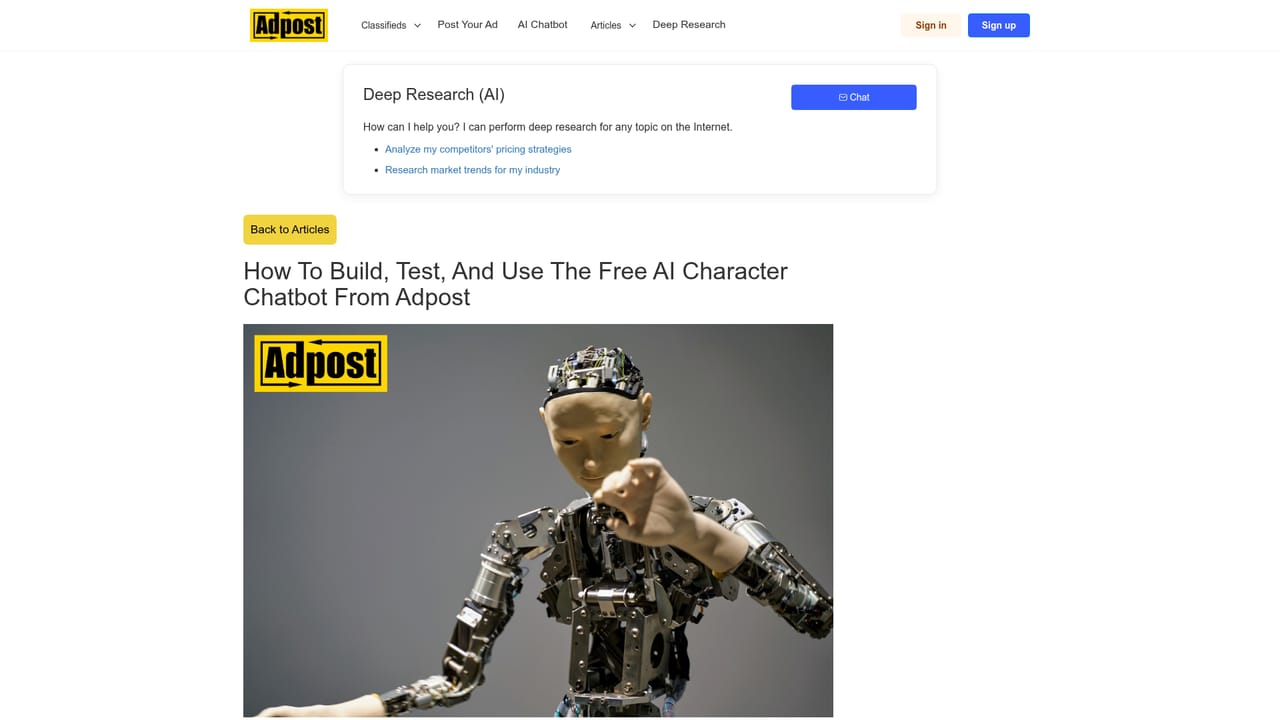 Adpost AI Chatbot — Test conversations before going live