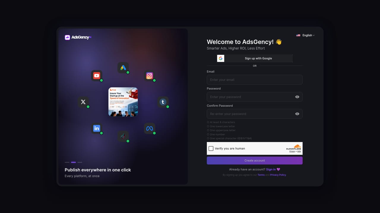 AdsGency — Create your account