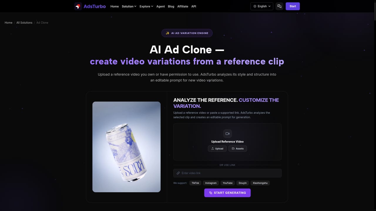AdsTurbo — Clone a winning ad into your own version