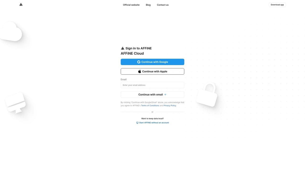 AFFiNE AI — Create an AFFiNE Cloud account