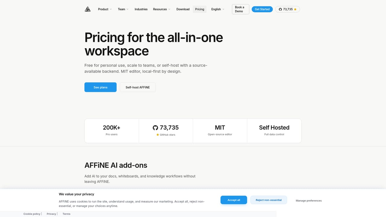 AFFiNE AI — Track usage and upgrade