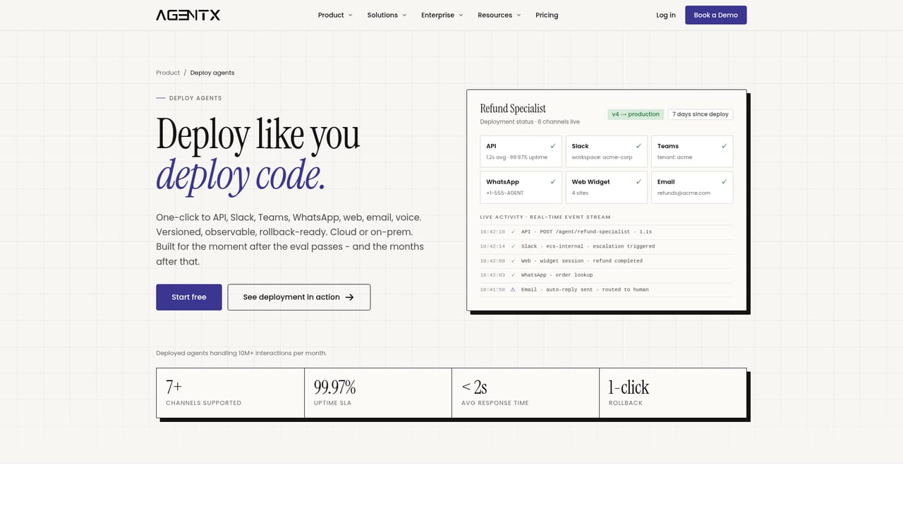 AgentX — Deploy to a production channel
