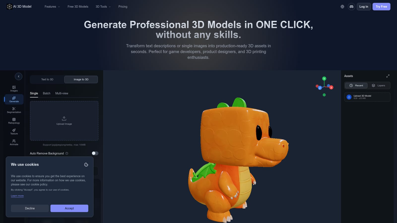 AI 3D Model Generator — Choose your input method
