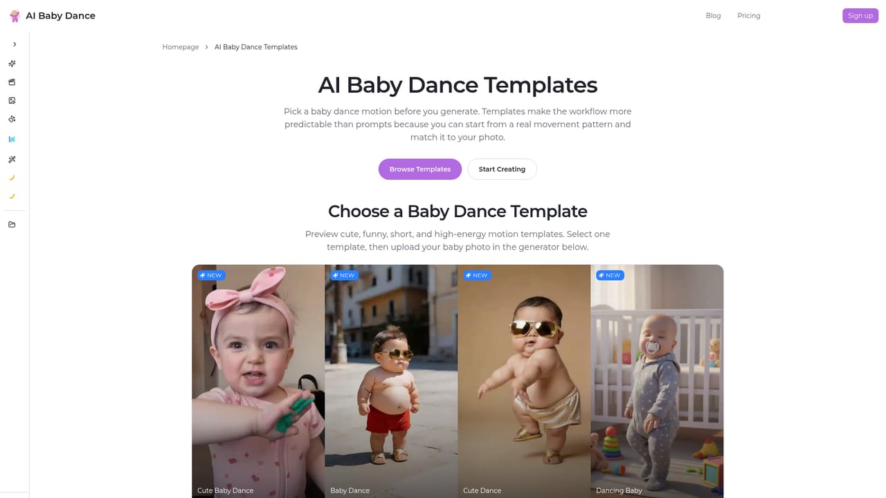 AI Baby Dance — Choose a dance template