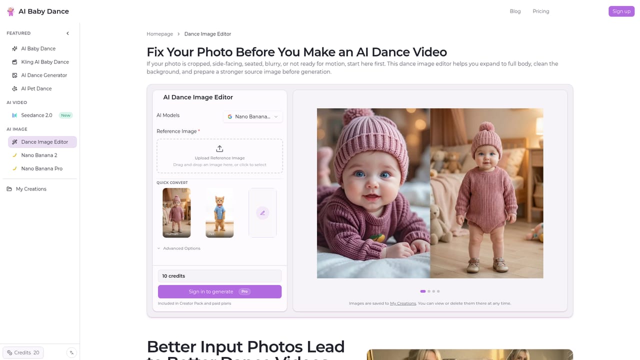 AI Baby Dance — Fix tricky photos if needed