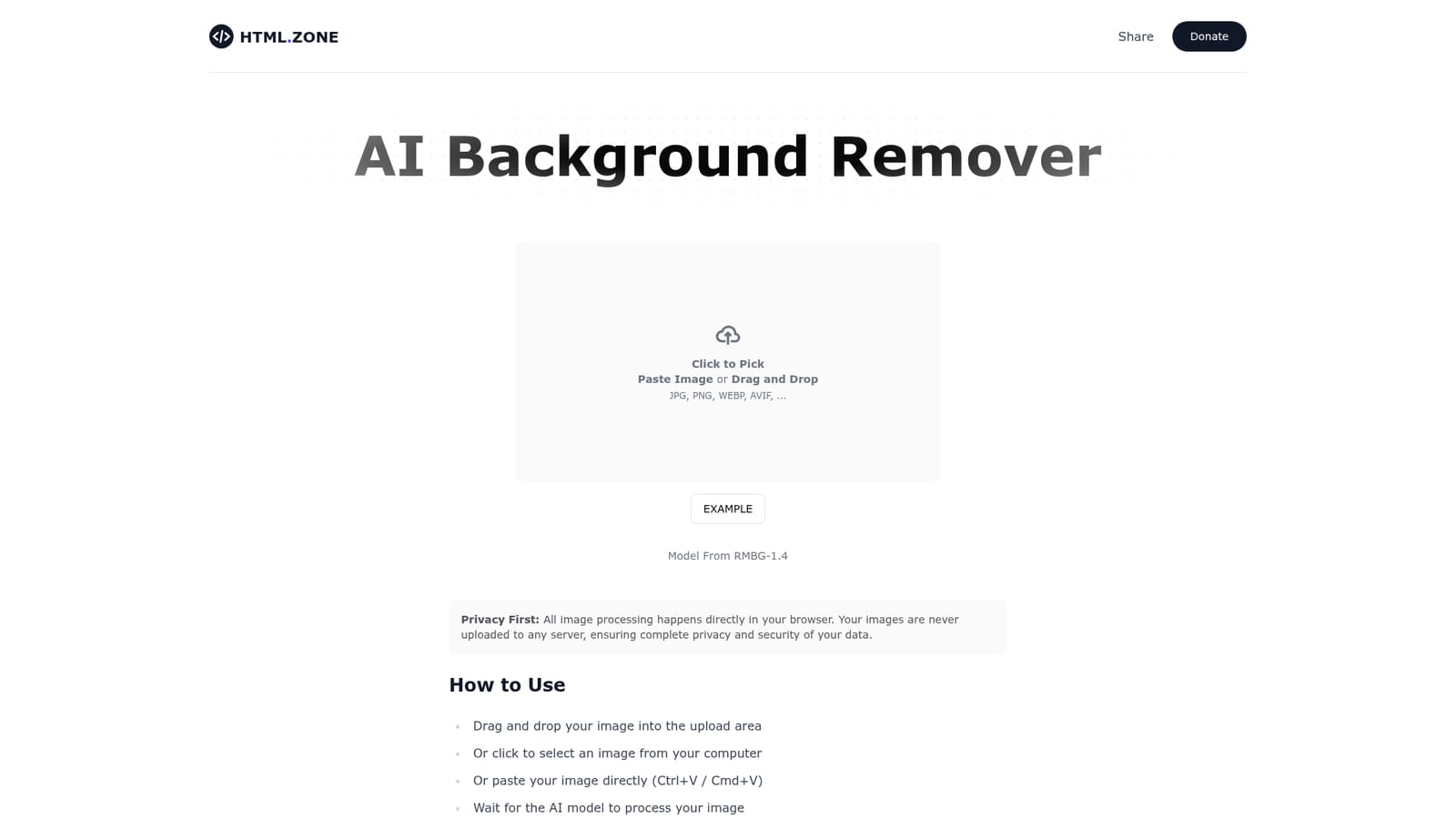 AI Background Remover by HTML Zone — Open the background remover