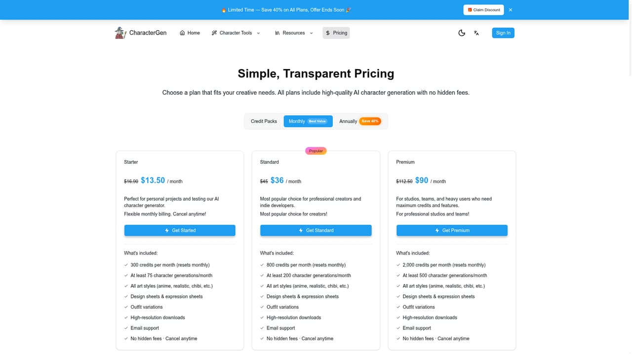 AI Character Generator — Check commercial terms on the pricing page