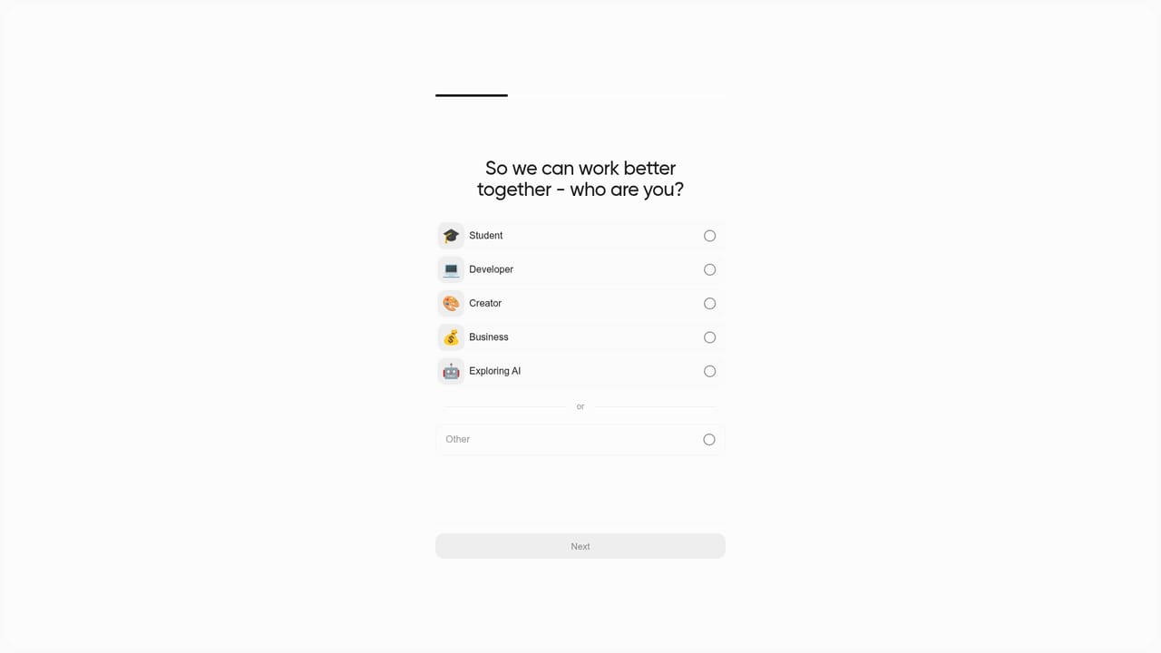 AI Chat — Open the web app and create an account