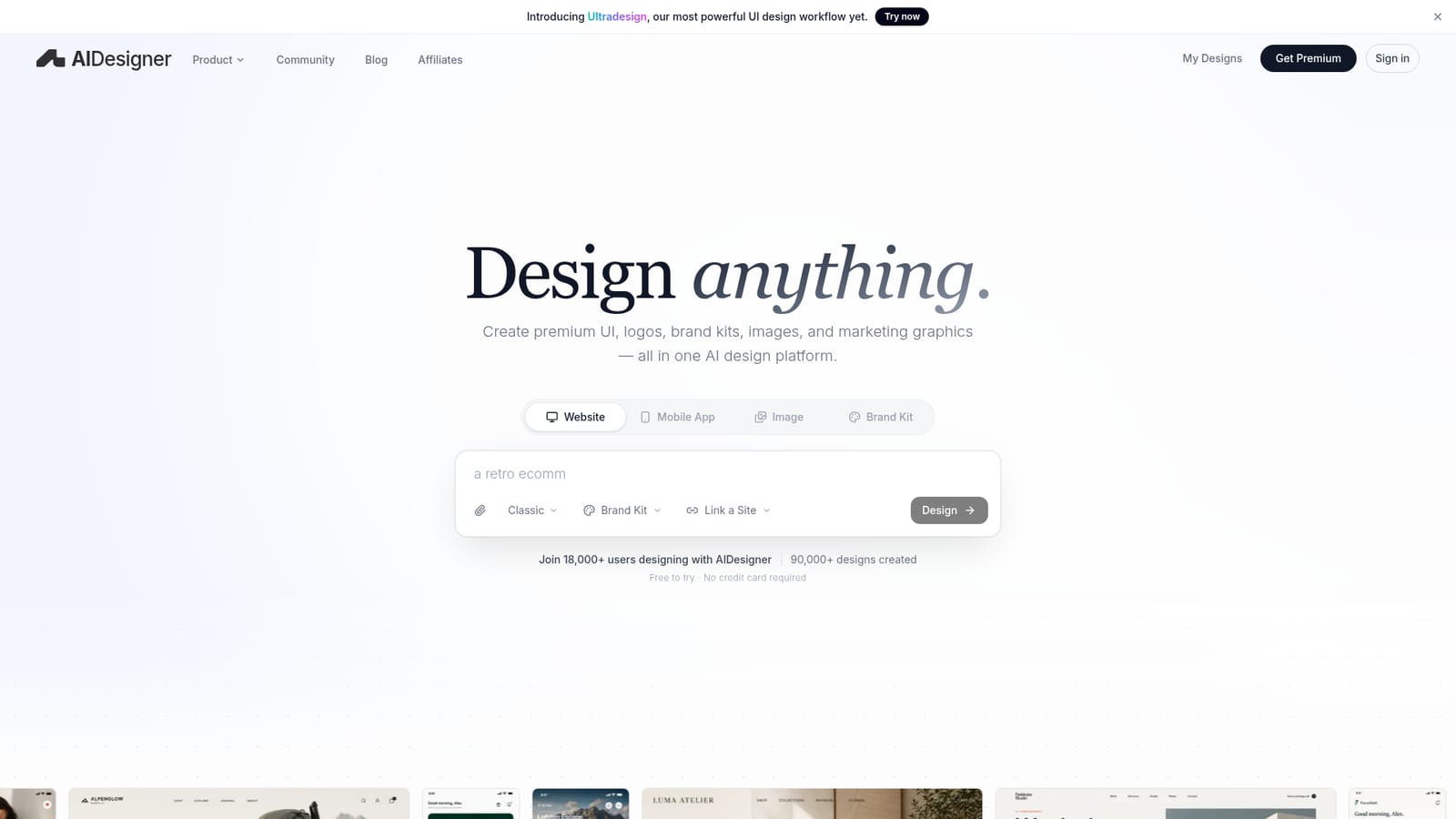 AI Designer — Pick the design type you need