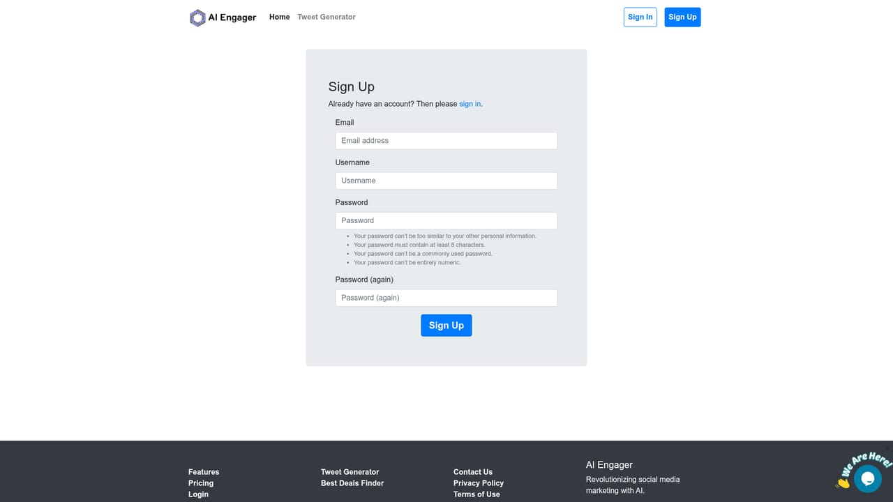 AI Engager — Create your AI Engager account