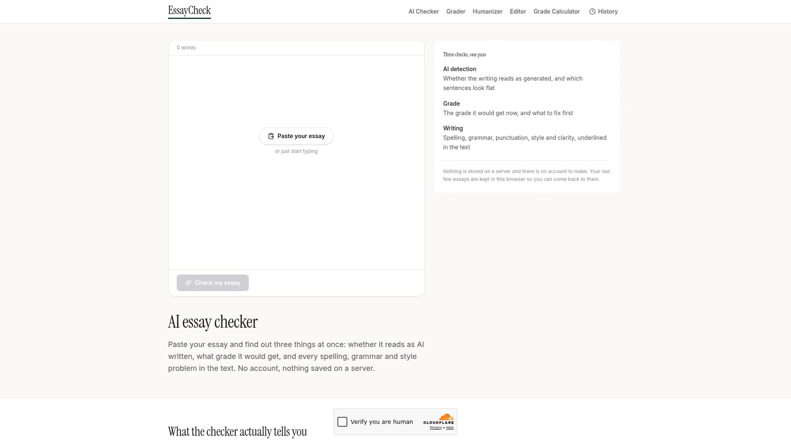 AI Essay Checker — Open the checker and paste your essay