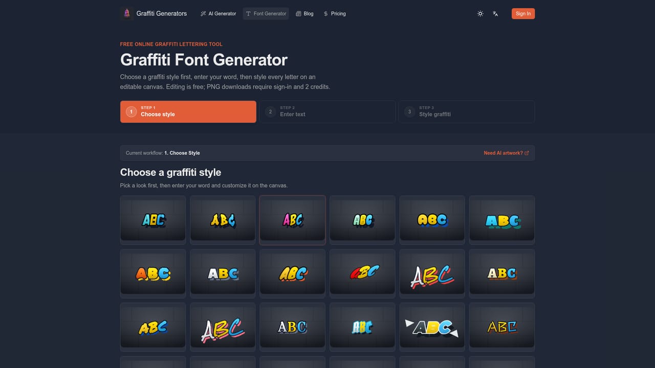 AI Graffiti Generator — Use the font generator for exact text