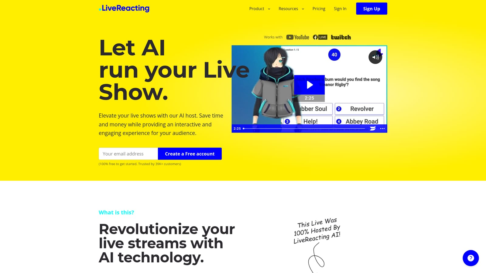 AI Host — Create a LiveReacting account