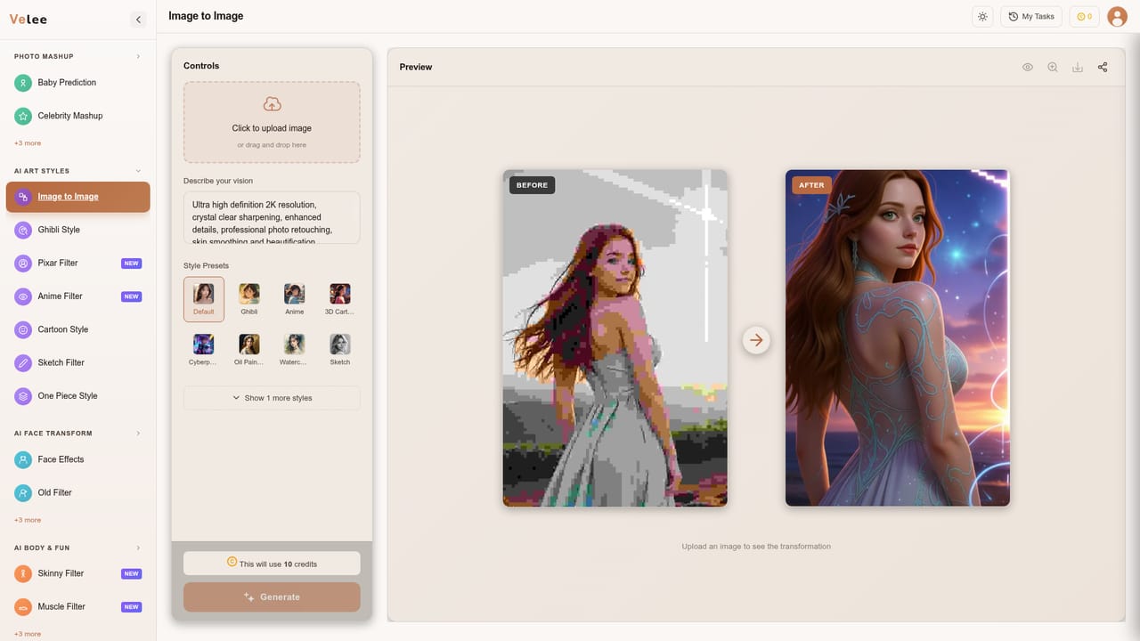 AI Image Enhancer — Download or keep styling