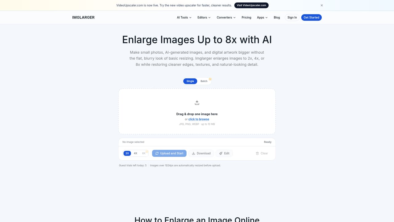 AI Image Enlarger — Upload your image and set the ratio