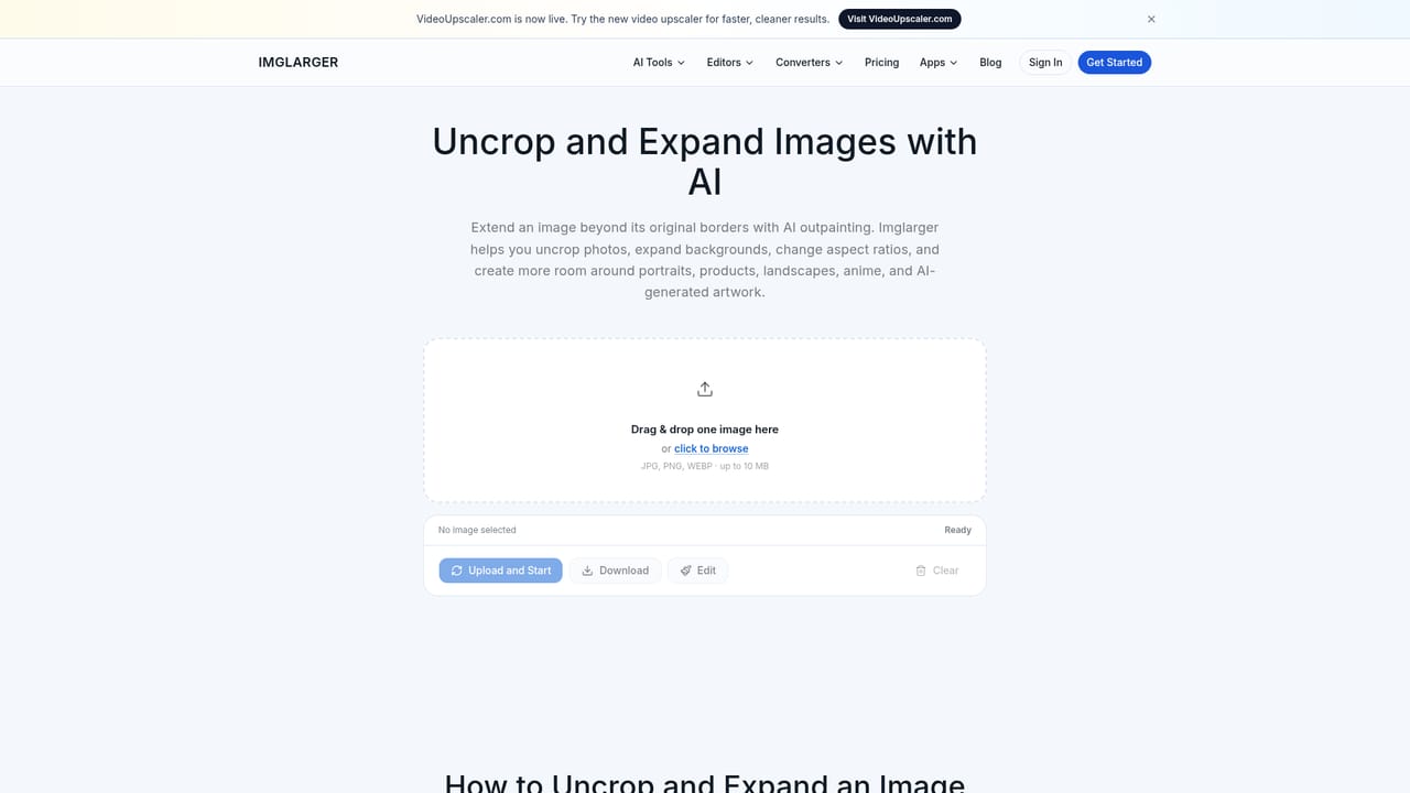 AI Image Enlarger — Extend a tight crop with outpainting