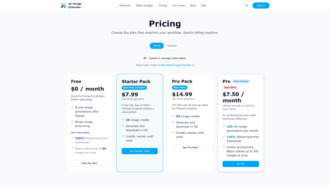 AI Image Extender.io — Review plans for batch work