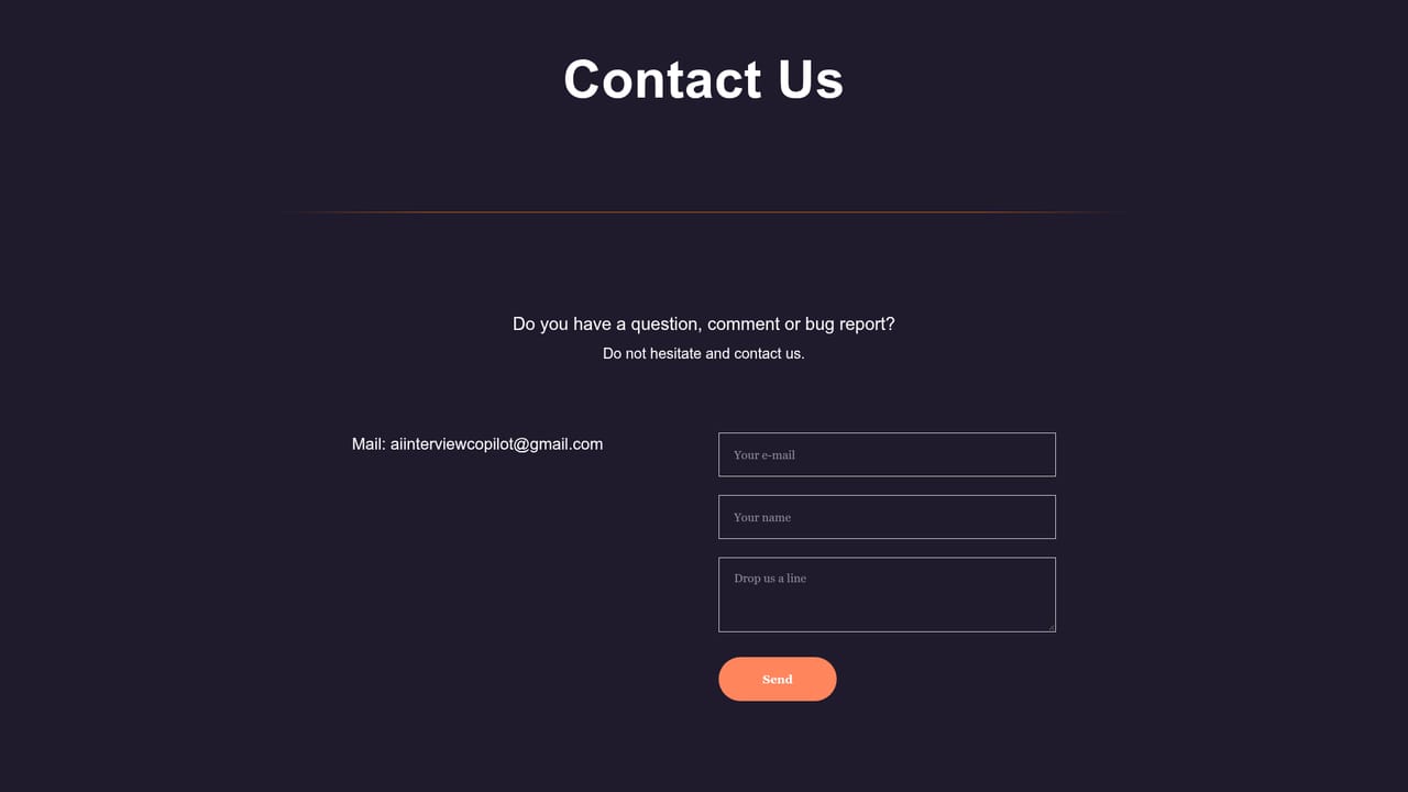 AI Interview Copilot — Reach support through the contact page