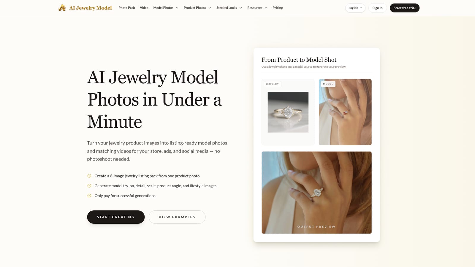AI Jewelry Model — Claim free credits