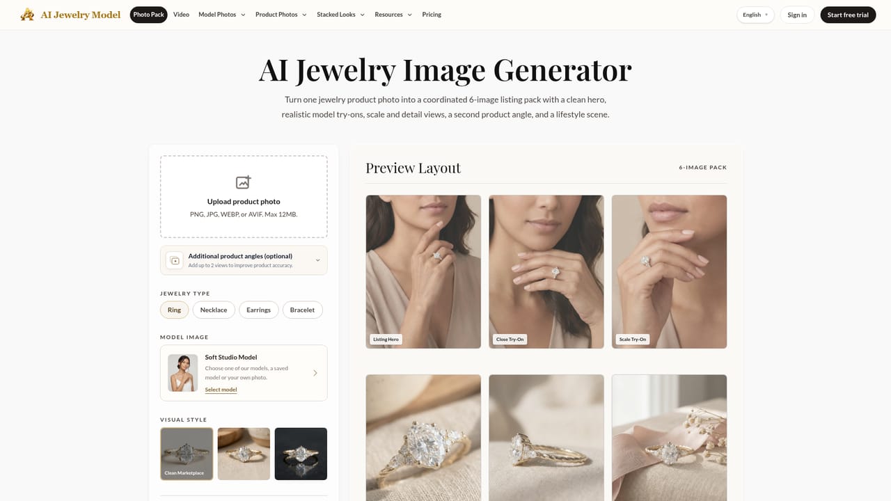 AI Jewelry Model — Prepare a clear product photo