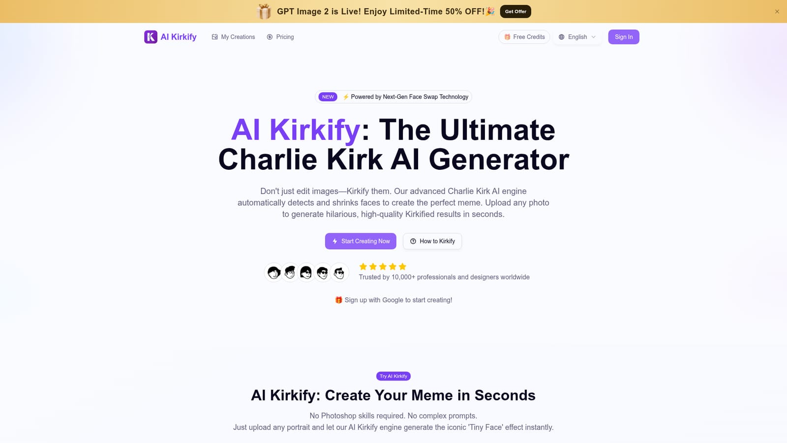 AI Kirkify Meme Generator — Sign in with Google