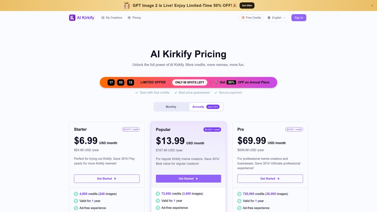 AI Kirkify Meme Generator — Check credit options