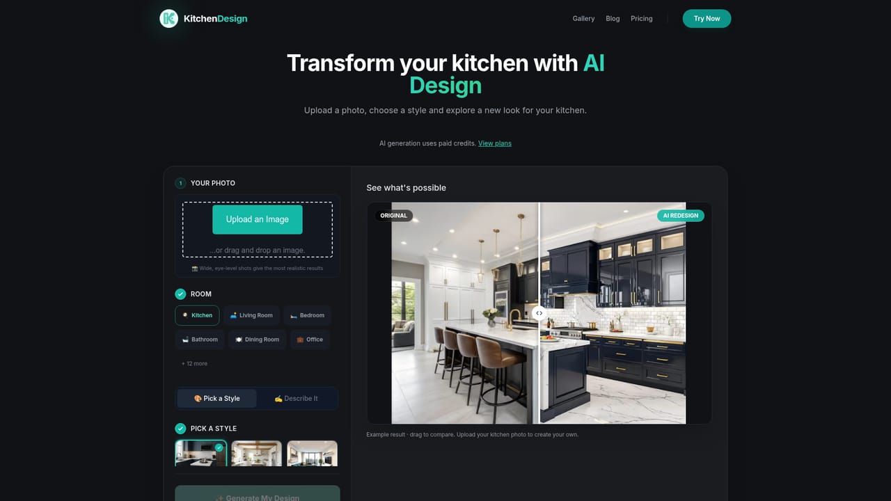 AI Kitchen Design — Open the kitchen design tool
