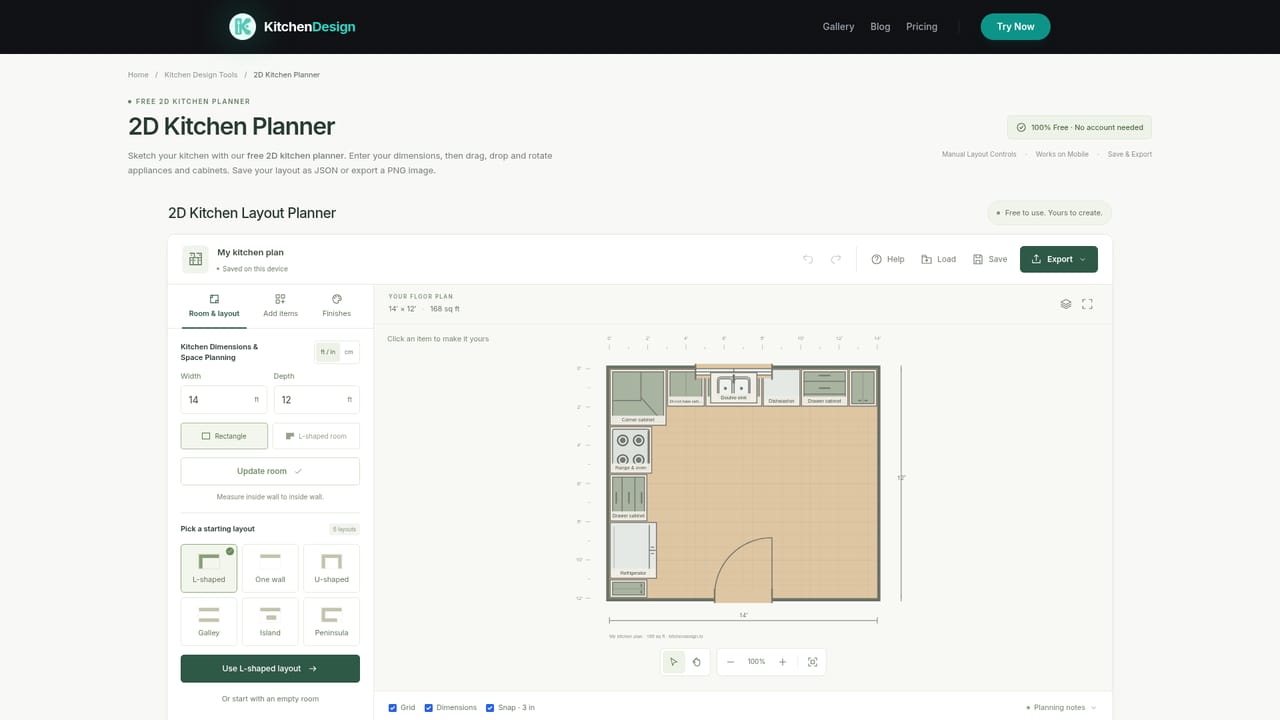AI Kitchen Design — Sketch a layout for free