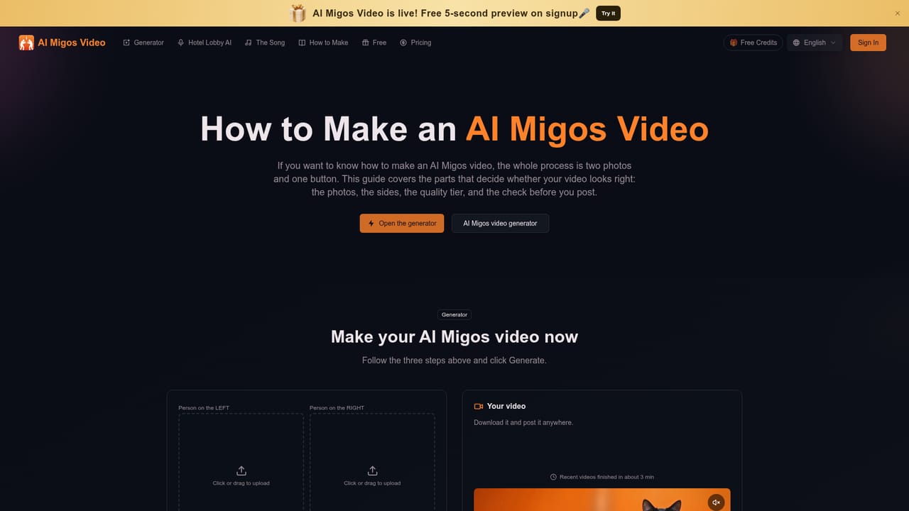 AI Migos Video — Upload two photos