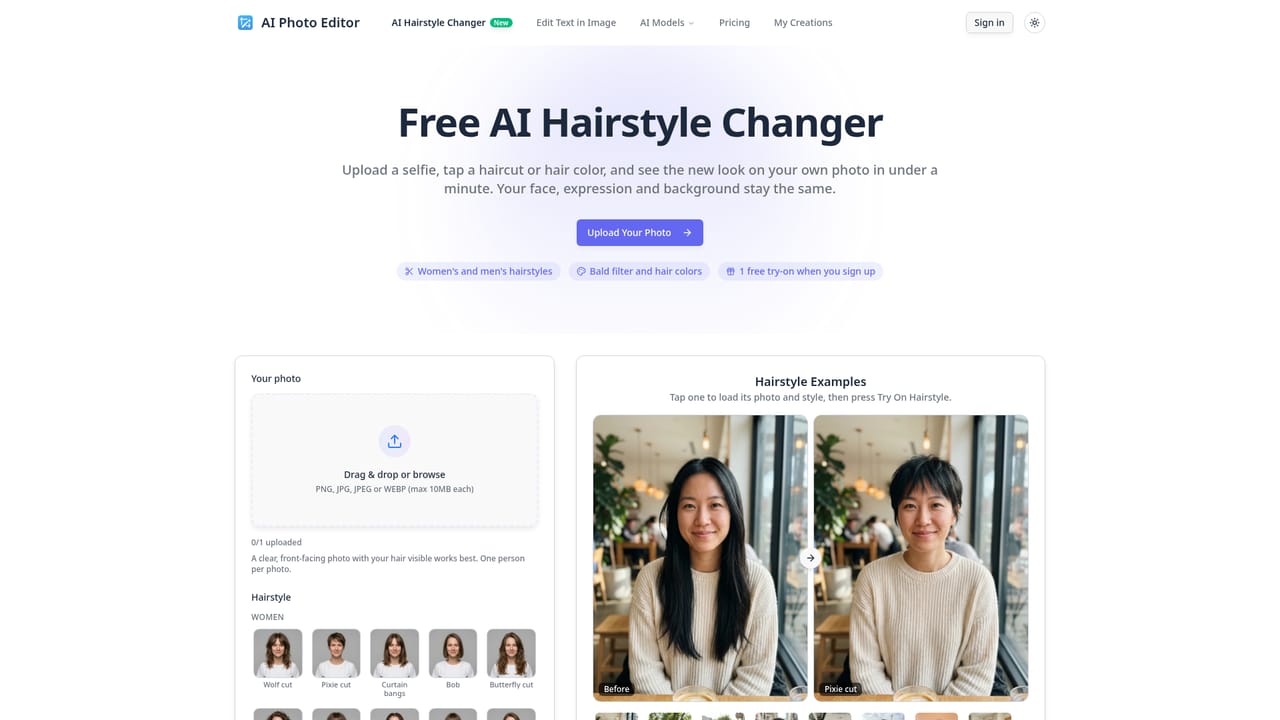AI Photo Editor — Try specialized edits like hairstyle changes