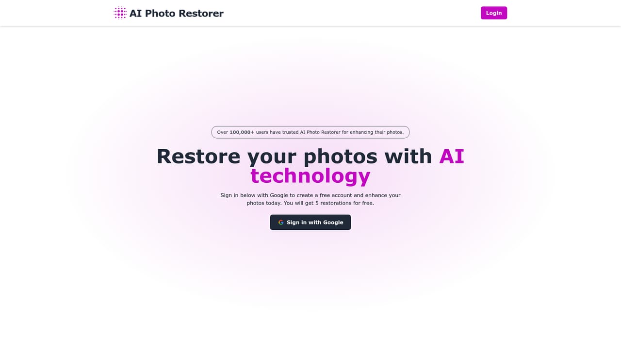 AI photo restorer — Open the restore page